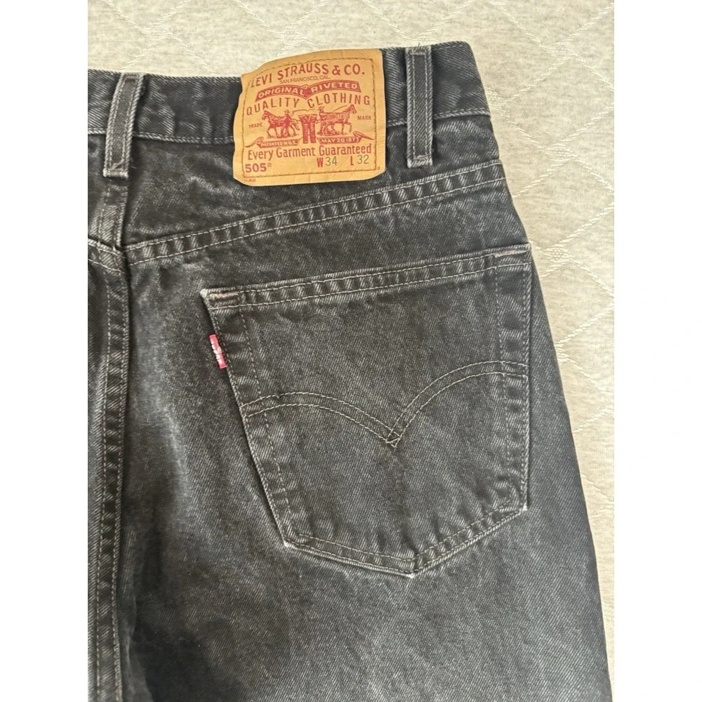 Vintage Levis‎ 505 Jeans Mens 34x32 Black Denim Grunge Skater 90s Y2K Classic